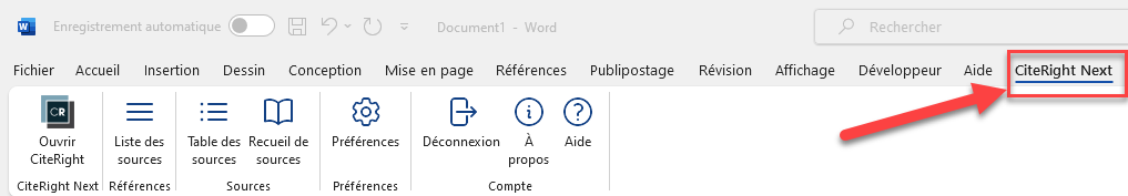 FR CiteRight Next tab in Word.png